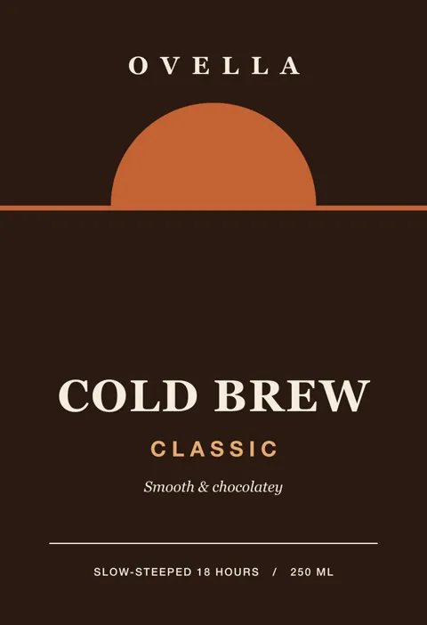 Illustrator file Ovella Cold Brew - Can Labels.ai previewed in ProofNow