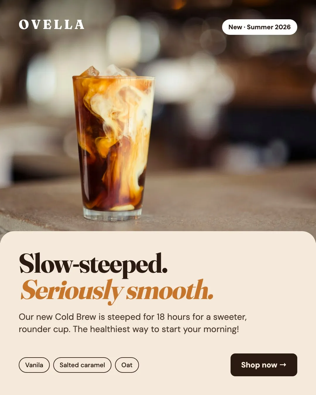 Ovella cold brew Instagram post with the AI reviewer’s four findings marked